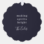 Spirituosen heller machen | Navy Blue Christmas Fo Ornament Karte (Rückseite)