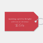Spirituosen heller machen | Stilvolle Rote Weihnac Geschenkanhänger (Vorderseite (Horizontal))
