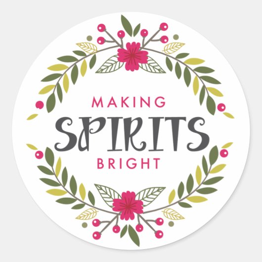 Spirituosen machen Bright Wreath Holiday Sticker (Vorderseite)