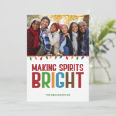 Spirituosen machen Brillantes Weihnachts-Foto Feiertagskarte (Stehend Vorderseite)