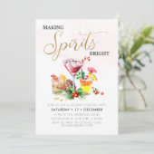 Spirituosen machen Brillantes Weihnachtscocktail-P Einladung (Stehend Vorderseite)