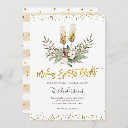 Spirituosen machen Brillantes Weihnachtscocktail-P Einladung (Vorne/Hinten)