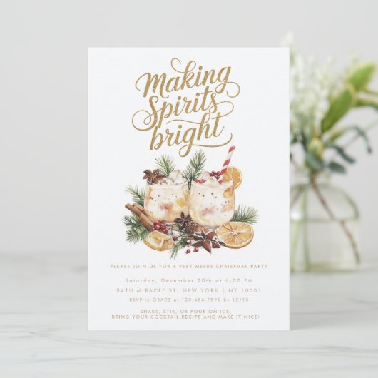 Spirituosen machen Brillantes Weihnachtscocktail-P Einladung (Stehend Vorderseite)