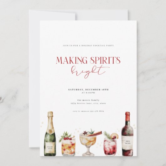 Spirituosen machen Heller Weihnachtscocktail Einla Einladung (Vorderseite)