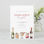 Spirituosen machen Heller Weihnachtscocktail Einla Einladung (Stehend Vorderseite)
