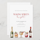 Spirituosen machen Heller Weihnachtscocktail Einla Einladung (Vorne/Hinten)