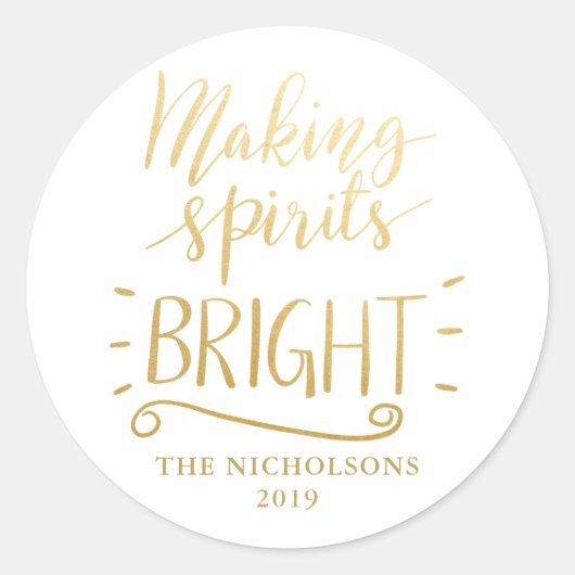 Spirituosen machen Helles Modernes Gold Foil Skrip Runder Aufkleber (Vorderseite)