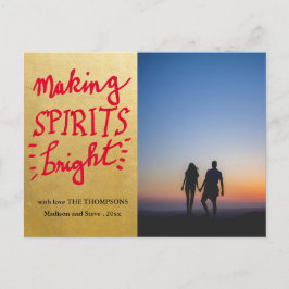 Spirituosen machen Helles Red Script Gold Foil | F Postkarte