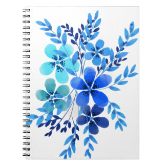 Spirituosen Notebook Wasserfarben Blaue Blume Desi Notizblock