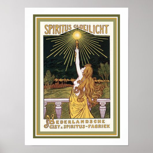 Spiritus Gloelicht Art Nouveau Ad Poster 12 x 16 (Vorne)
