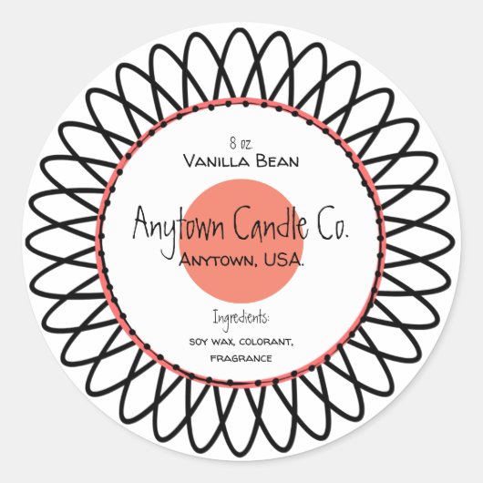 Spiro Blume Candle Jar Label Runder Aufkleber (Vorderseite)