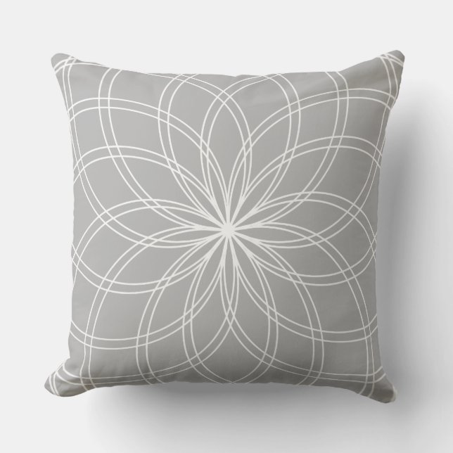 Spiro Mandala White Gray Kissen (Vorderseite)
