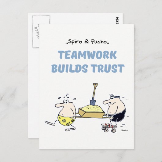 Spiro & Pusho Teamwork Quotes Postcard Postkarte (Vorne/Hinten)