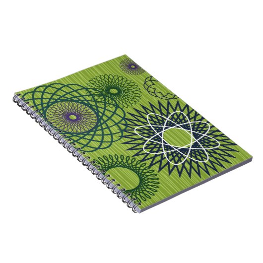 Spirograph Geometric Muster Blue Green Notizblock (Rechte Seite)