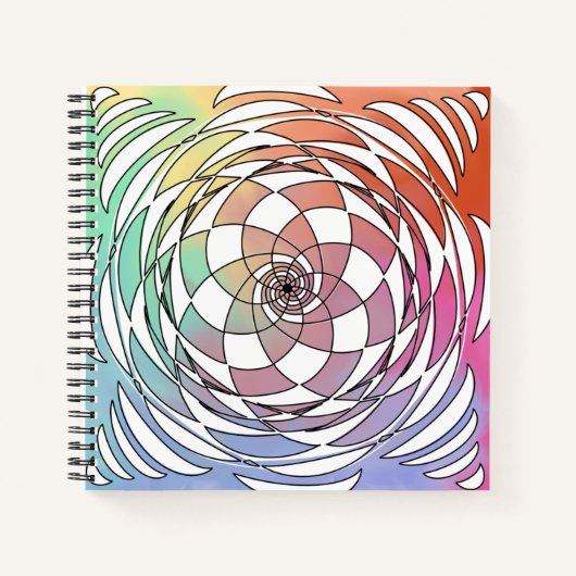 Spirograph Mandala Square Sketchbook Notizblock (Vorderseite)
