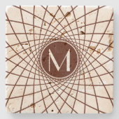 Spirograph-Monogramm personalisiert Steinuntersetzer (Vorderseite)