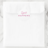 "Spit Happens" Babydusche Aufkleber Rosa Weiß (Tasche)