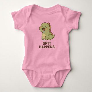 Spit Happens - Funny Baby Dinosaur Design Baby Strampler