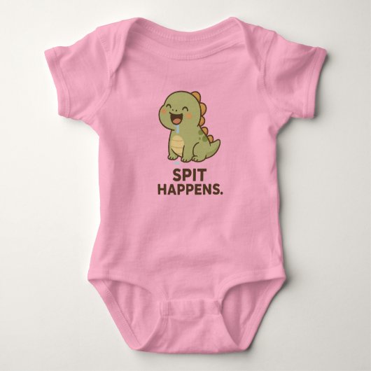 Spit Happens - Funny Baby Dinosaur Design Baby Strampler (Vorderseite)