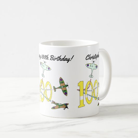Spitfire 100. Geburtstag Kaffeetasse (VorderseiteRechts)