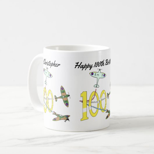 Spitfire 100. Geburtstag Kaffeetasse (Vorderseite Links)