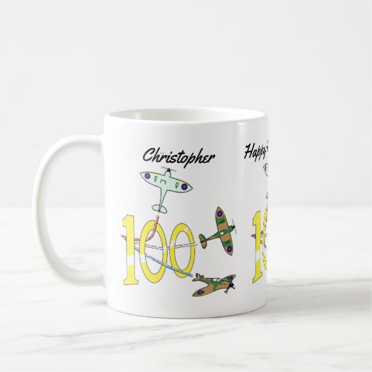 Spitfire 100. Geburtstag Kaffeetasse (Links)