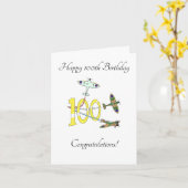 Spitfire 100. Geburtstag Karte (Gelbe Blume)