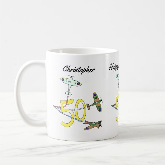 Spitfire 50. Geburtstag Kaffee Tasse (Links)