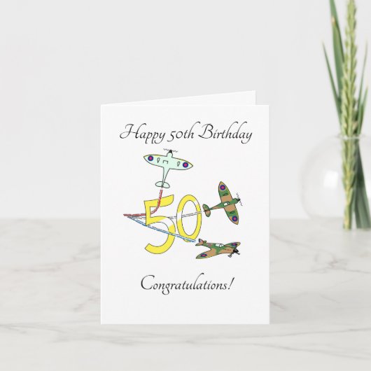 Spitfire 50. Geburtstag Karte (Vorderseite)