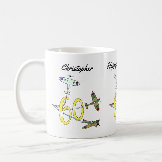 Spitfire 60. Geburtstag Kaffee Tasse (Links)