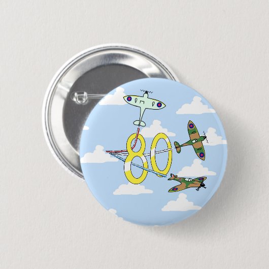 Spitfire 80. Geburtstag (Blue Sky) Button (Vorne & Hinten)