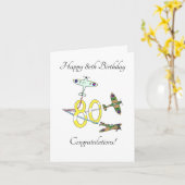 Spitfire 80. Geburtstag Karte (Gelbe Blume)