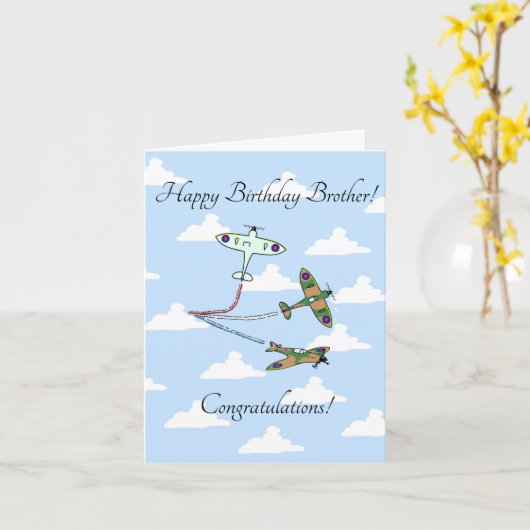 Spitfire - Anpassbarer Bruder - Geburtskarte Karte (Gelbe Blume)