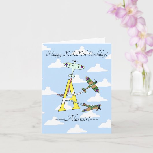 Spitfire Blue Sky A Birthday Card Karte (Orchidee)