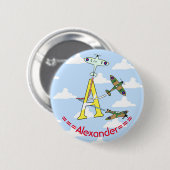 Spitfire Blue Sky A Initial Abzeichen Button (Vorne & Hinten)