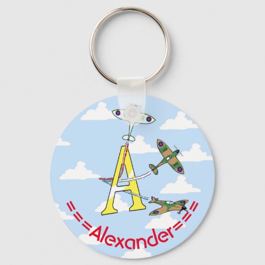 Spitfire Blue Sky - A - Initial Key Ring Schlüsselanhänger (Vorderseite)