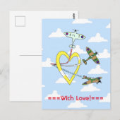 Spitfire Blue Sky Heart Postcard Postkarte (Vorne/Hinten)