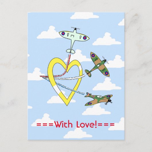Spitfire Blue Sky Heart Postcard Postkarte (Vorderseite)