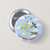 Spitfire Blue Sky Herz 6 cm Runder Abzeichen Button (Vorne & Hinten)