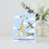 Spitfire Blue Sky Initial A Postcard Postkarte (Stehend Vorderseite)