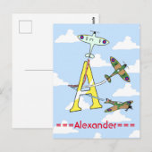 Spitfire Blue Sky Initial A Postcard Postkarte (Vorne/Hinten)