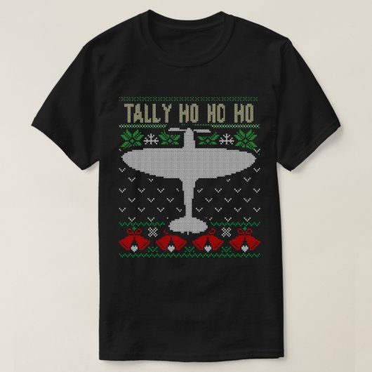 Spitfire Christmas Ugly Jumper Style Airplane Airp T-Shirt (Design vorne)