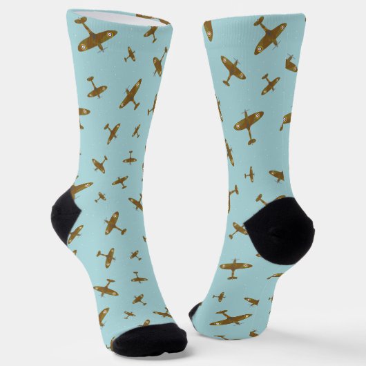 Spitfire Flugflugflugzeuge in Themed Blue Socken (Gewinkelt)