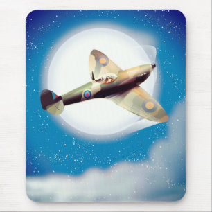 Spitfire-Flugzeug-Reiseplakat-Druck Mousepad