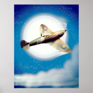 Spitfire-Flugzeug-Reiseplakat-Druck Poster