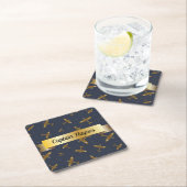 Spitfire Flugzeuge auf Navy Blue Gold Scroll Rechteckiger Pappuntersetzer (Vor Ort)