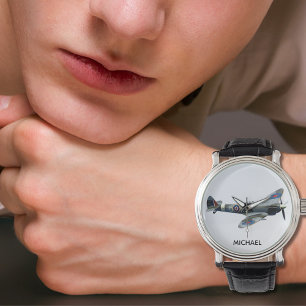 Spitfire-Flugzeugfoto Cool Kundenspezifischer Pilo Armbanduhr