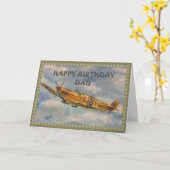 Spitfire ~Happy Birthday Vater Karte (Gelbe Blume)