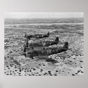 Spitfire-Jäger über Afrika, 1943. Vintage-Foto Poster