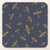 Spitfire Kämpfe Flugzeug im blauen Night Sky Rechteckiger Pappuntersetzer (Vorderseite)